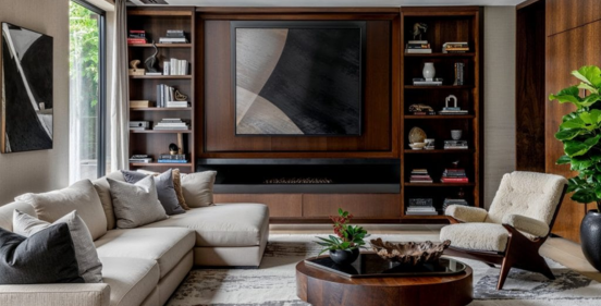 Luxurious residential hallway with chandelier